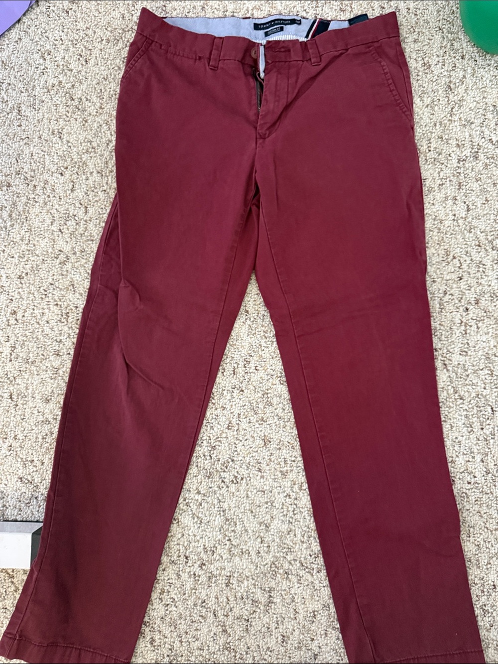 Tommy Hilfiger Men's Maroon Custom Fit Chino Pants 20% off 2 or more